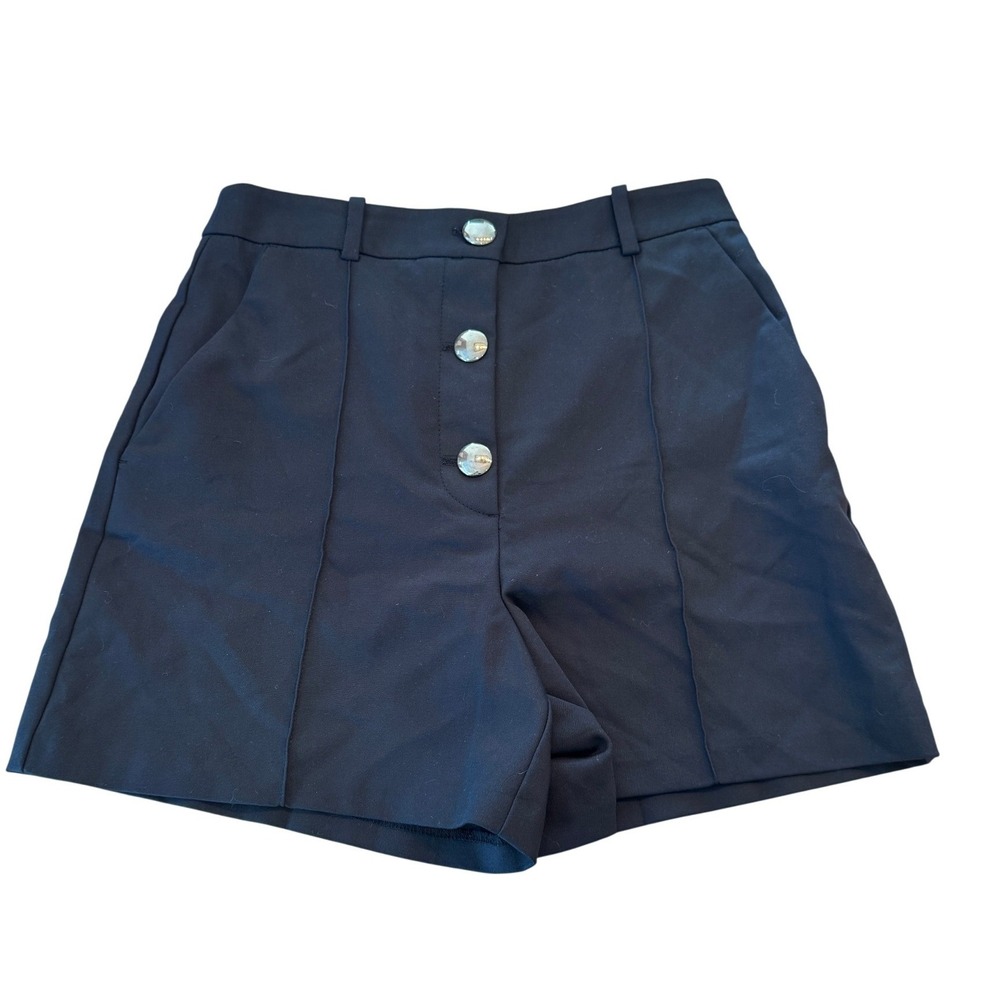 Zara Join Life Black High Waisted Button Front Tailored Shorts Womens Medium NWT